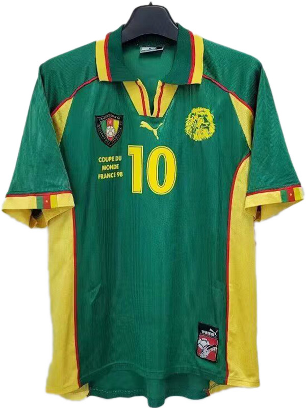 Cameroon maglia retrò casalinga prima maglia da calcio maschile dell'uniforme da calcio del 1998